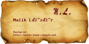 Malik Lázár névjegykártya